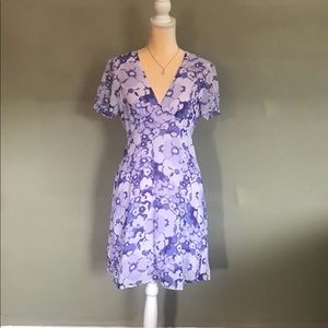 Michael Kors Purple Floral Short Sleeve Day Dress